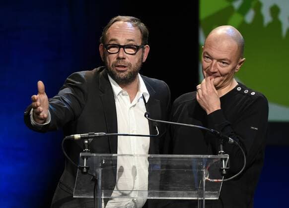 - NAMUR, BELGIUM: Samuel Collardey and Olivier Gourmet pictured during the Ceremonie des Bayard prize award ceremony at the 30th edition of the FIFF Festival Internationale du Film Francophone de Namur, Friday 09 October 2015, in Namur.  JOHNxTHYS 04717580