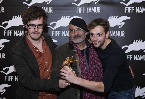 - NAMUR, BELGIUM: Director of photograpy Klaas Koelen, Kourosh Garegani, Productor Maarten Schmidt are pictured during the Ceremonie des Bayard prize award ceremony at the 30th edition of the FIFF Festival Internationale du Film Francophone de Namur, Friday 09 October 2015, in Namur.  JOHNxTHYS 04717586