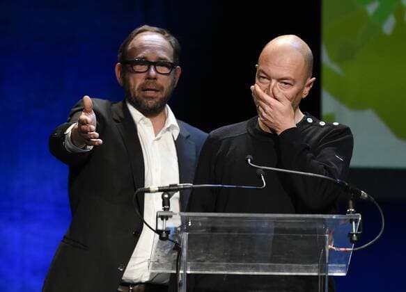 - NAMUR, BELGIUM: Olivier Gourmet and Samuel Collardey pictured during the Ceremonie des Bayard prize award ceremony at the 30th edition of the FIFF Festival Internationale du Film Francophone de Namur, Friday 09 October 2015, in Namur.  JOHNxTHYS 04717584