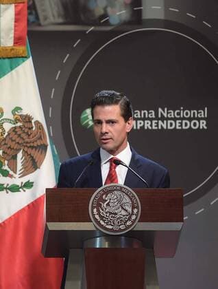 Image provided by shows Mexican President Enrique Pena Nieto delivering a speech at the Entrepreneur National Week, in Mexico City, capital of Mexico, on Oct. 9, 2015. Pena Nieto claimed Friday that in the 34 months of his rule, 1,614 millons of jobs were created, a superior number compared to the same period in the last four administrations. ) (rhj) MEXICO-MEXICO CITY-POLITICS-PENA NIETO MEXICO SxPRESIDENCY 