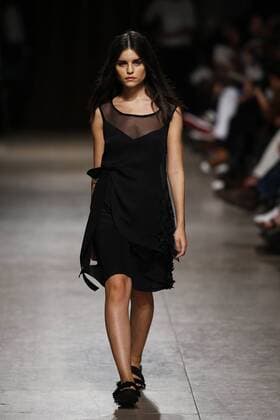 Oct. 10, 2015 - Lisbon, Portugal - Model presents spring summer 2016 creation by designer Ricardo Preto during the 45rd edition of Moda Lisboa Fashion Week at the Patio da Gale on Terreiro do Paco Square in Lisbon on October 10, 2015. NURPHOTO CARLOS PALMA. Lisbon Portugal  - ZUMAn230