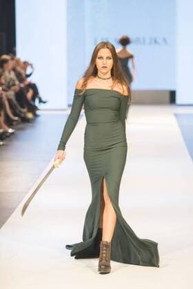 (151011) -- TBILISI, - A model presents a creation by Lika from Georgia during the Tbilisi Spring Fashion Week 2016, in Tbilisi, capital of Georgia, on Oct. 11, 2015. ) GEORGIA-TBILISI-SPRING FASHION WEEK-CLOSING CEREMONY GiorgexInduashvili 