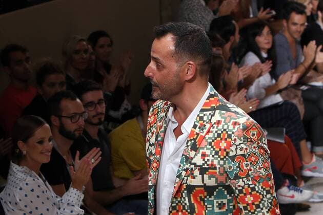 Oct. 11, 2015 - Lisbon, Portugal - The Portuguese fashion designer Nuno Gama acknowledges cheers after presenting the Spring Summer 2016 creations during Lisbon Fashion Week - Moda Lisboa The Timers at the Patio da Gale on Terreiro do Paco Square in Lisbon on October 10, 2015. Lisbon Portugal  - ZUMAn230