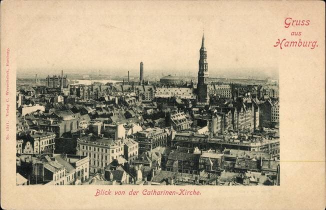 Hamburg, Blick von der Catharinen Kirche auf die Stadt