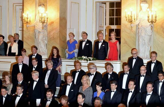 - WARSAW, POLAND: Poland s First Lady Agata Kornhauser-Duda, Poland s President Andrzej Duda, King Philippe - Filip of Belgium and Queen Mathilde of Belgium pictured during a recital by an ensemble of the National Orchestra of Belgium, at the Royal Theatre of the Old Orangery in Warsaw, Poland, on the second day of a three days State Visit of Belgium in Poland, Wednesday 14 October 2015.  ERICxLALMAND 04721058