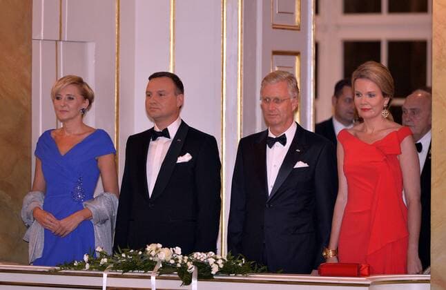 - WARSAW, POLAND: Poland s First Lady Agata Kornhauser-Duda, Poland s President Andrzej Duda, King Philippe - Filip of Belgium and Queen Mathilde of Belgium pictured during a recital by an ensemble of the National Orchestra of Belgium, at the Royal Theatre of the Old Orangery in Warsaw, Poland, on the second day of a three days State Visit of Belgium in Poland, Wednesday 14 October 2015.  ERICxLALMAND 04721055