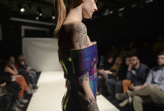 Oct. 15, 2015 - Krakow, Poland - A model displays Paula Fiuk s collection during the Interdisciplinary Fashion Show at the 40th OFF CTR Festival, Theatre Barakah, Krakow, Poland. 16 October 2015. Photo by: Krakow Poland  - ZUMAn230