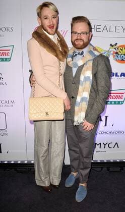 Stylist Lewis-Duncan Weedon and his partner, Glen Chapman attending the Tresor Paris Fashion Show at The Montcalm Hotel, in London. OCTOBER 15th 2015  TSTx153195