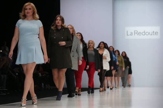 MOSCOW, RUSSIA. OCTOBER 16, 2015. Models wear creations by La Redoute for a spring summer 2016 collection, at Plus Size Fashion Weekend Show during the 34th Moscow Fashion Week in Gostiny Dvor. Artyom Geodakyan TASS  TS00FF68