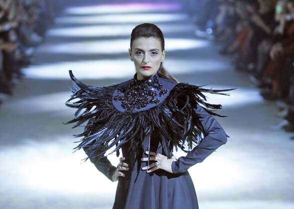 Oct. 16, 2015 - Kiev, Ukraine - A model presents a creation by Georgian designer Datuna Sulikashvili during the Ukrainian Fashion Week in Kiev, Ukraine, 16 October 2015. The event presents Spring Summer 2016 collections by Ukrainian and international designers from 14 to 20 October. Kiev Ukraine  - ZUMAn230