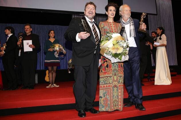 Armin Rohde, Melika Foroutan und Michael Gwisdek bei der Verleihung vom Hessischen Film- und Kinopreis 2015 in der Alten Oper. Frankfurt, 16.10.2015 Foto:xP.xBackx xFuturexImage