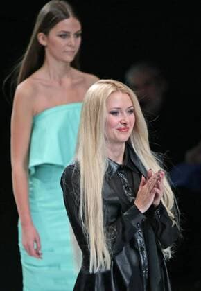 MOSCOW, RUSSIA. OCTOBER 17, 2015. Designer Eleonora Amosova (front) seen during a catwalk show for her collection as part of the Moscow Fashion Week at Gostiny Dvor. Artyom Geodakyan TASS  TS010049