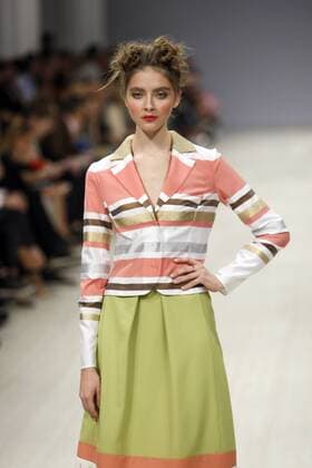 Oct. 17, 2015 - Kiev, Ukraine - A model presents a creation by Ukrainian designers VOROZHBYT and ZEMSKOVA during the Ukrainian Fashion Week in Kiev, Ukraine, 17 October 2015. The event presents Spring Summer 2016 collections by Ukrainian and international designers from 14 to 20 October. Kiev Ukraine - ZUMAg194