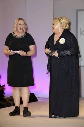 Andrea Göpel und Tine Wittler bei der Plus Size Fashion Show in der Kulturkirche Altona. Hamburg, 17.10.2015 Foto:xgbrcix xFuturexImage