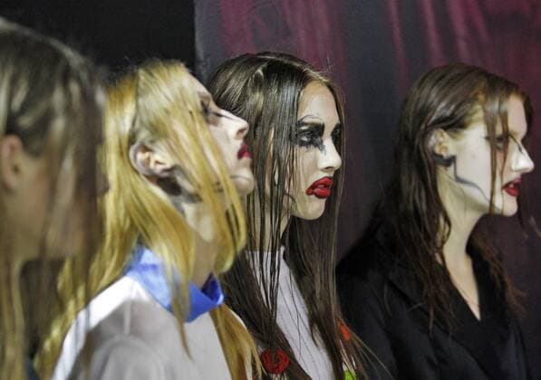 Oct. 18, 2015 - Kiev, Ukraine - Models wait backstage during the Ukrainian Fashion Week in Kiev, Ukraine, 18 October 2015. The event presents Spring Summer 2016 collections by Ukrainian and international designers from 14 to 20 October. Kiev Ukraine - ZUMAg194