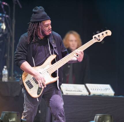 Oct 17, 2015 - Raleigh, North Carolina; USA -Bass Guitarist MARK KELLEY of the band THE ROOTS performs live as part of the inaugural 2015 American Roots Music and Arts Festival that took place at the Walnut Creek Amphitheatre located in Raleigh. Copyright 2015 Raleigh USA - ZUMAm78_