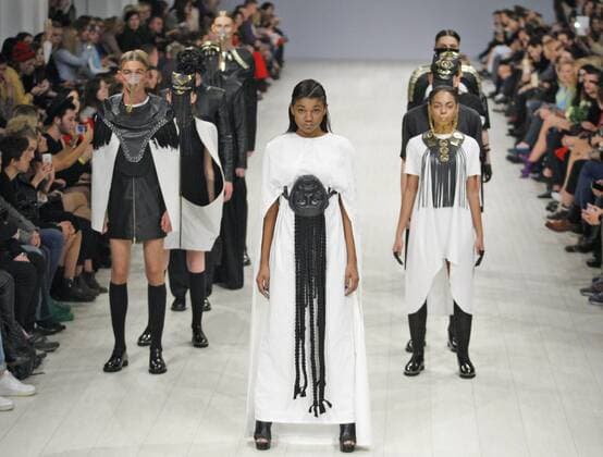 Oct. 18, 2015 - Kiev, Ukraine - Models presents a creation by designer Yauheniya Belskaya during the Ukrainian Fashion Week in Kiev, Ukraine,18 October 2015. The event presents Spring Summer 2016 collections by Ukrainian and international designers from 14 to 20 October. Kiev Ukraine  - ZUMAn230