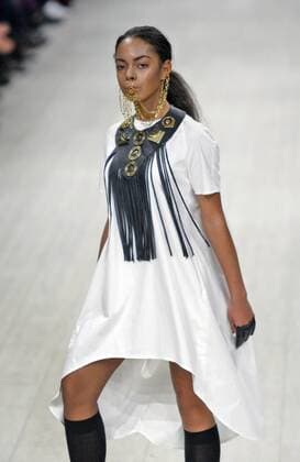Oct. 18, 2015 - Kiev, Ukraine - A model presents a creation by designer Yauheniya Belskaya during the Ukrainian Fashion Week in Kiev, Ukraine,18 October 2015. The event presents Spring Summer 2016 collections by Ukrainian and international designers from 14 to 20 October. Kiev Ukraine  - ZUMAn230