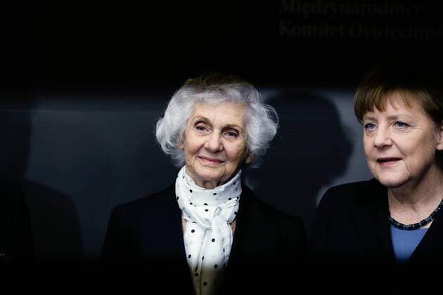 Jan. 26, 2015 - Berlin, Berlin, Germany - (L-R) Eyewitness of Auschwitz Concentration Camp Eva Fahidi and German Chancellor Angela Merkel attend the Worldwide memorial day for the 70th anniversary of the liberation of the Auschwitz Concentration Camp on January 26, 2015 in Berlin, Germany (PIctured: Angela Merkel; Eva Fahidi)  - ZUMAn23