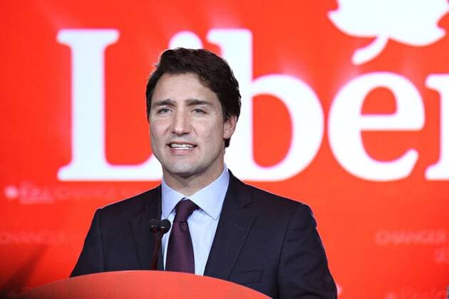 (151020) -- MONTREAL, Oct. 20, 2015 -- Canada s Liberal party leader Justin Trudeau gives his victory speech after the federal election, in Montreal early Oct. 20, 2015. The Liberal party defeated Prime Minister Stephen Harper s Conservatives in the general elections on Monday, according to the preliminary results published by the Elections Canada early Tuesday. ) CANADA-GENERAL ELECTIONS-LIBERAL PARTY-VICTORY MicoxSmiljanic 