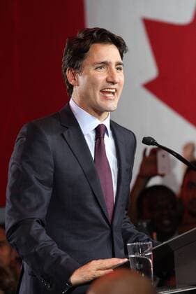 (151020) -- MONTREAL, Oct. 20, 2015 -- Canada s Liberal party leader Justin Trudeau gives his victory speech after the federal election, in Montreal early Oct. 20, 2015. The Liberal party defeated Prime Minister Stephen Harper s Conservatives in the general elections on Monday, according to the preliminary results published by the Elections Canada early Tuesday. ) CANADA-GENERAL ELECTIONS-LIBERAL PARTY-VICTORY MicoxSmiljanic 