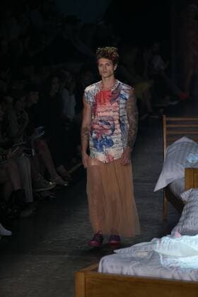 SAO PAULO, Brazil - 10 19 2015: SAO PAULO FASHION WEEK WINTER 2016- Ronaldo Fraga during the Sao Paulo Fashion Week Winter 2016 held at Ibirapuera Park.  Ci?axNeder