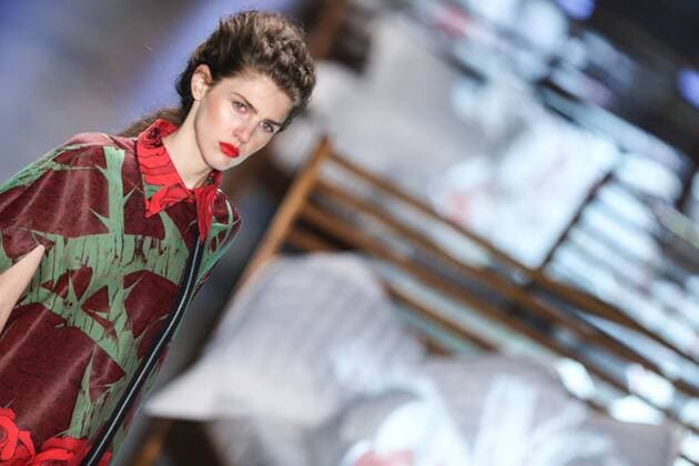 Oct. 19, 2015 - Sao Paulo, Brazil - A model presents a creation by Ronaldo Fraga during the 2016 Winter collection of the Sao Paulo Fashion Week. Sao Paulo Brazil - ZUMAp133