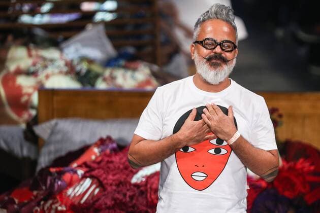 Oct. 19, 2015 - Sao Paulo, Brazil - A model presents a creation by Ronaldo Fraga during the 2016 Winter collection of the Sao Paulo Fashion Week. Sao Paulo Brazil - ZUMAp133
