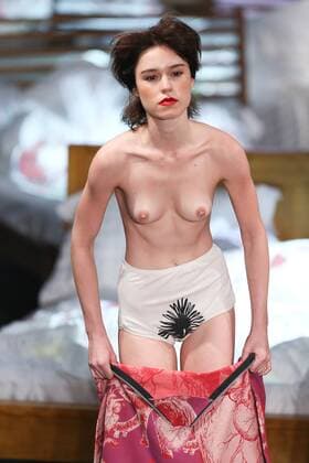 Oct. 19, 2015 - Sao Paulo, Brazil - A model presents a creation by Ronaldo Fraga during the 2016 Winter collection of the Sao Paulo Fashion Week. Sao Paulo Brazil - ZUMAp133