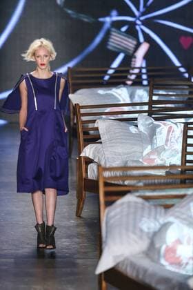 Oct. 19, 2015 - Sao Paulo, Brazil - A model presents a creation by Ronaldo Fraga during the 2016 Winter collection of the Sao Paulo Fashion Week. Sao Paulo Brazil - ZUMAp133