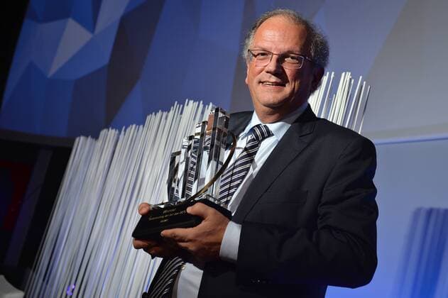 - BRUSSELS, BELGIUM: Deme CEO Alain Bernard pictured after winning the award ceremony for the 21st edition of Onderneming van het jaar (Dutch-speaking company of the year), Tuesday 20 October 2015, in Brussels.  DAVIDxSTOCKMAN 04724951