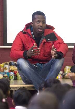 . 20 10 2015. London, United Kingdom. Jamal Edwards, founder of SBTV, returns to Berrymede Primary to launch an edible garden that was created thanks to funding won at a Mayor s Fund for London City Pitch event. Jamal Edwards MBE said: If I had something like Mayor s Fund City Pitch, I would have definitely got involved. At least I can get involved now. It s so great that the kids have a chance to perform a proper pitch to win money that provides so much independence and self-belief to grow up and do what they want to do. I may not have won but I would have been on that journey. You can see how excited the kids are by their edible garden so the more of this the better. I look forward to being on the panel next month to award more grants.  xBenxStevensx xi-Imagesx IIM-11263-0020