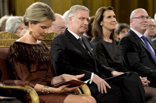 - BRUSSELS, BELGIUM: Queen Mathilde of Belgium and King Philippe - Filip of Belgium pictured during the autumn concert at the Royal Palace, in Brussels, Wednesday 21 October 2015.  DIRKxWAEM 04725495