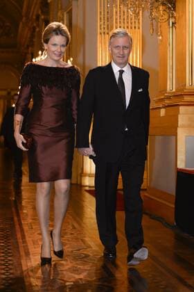 - BRUSSELS, BELGIUM: Queen Mathilde of Belgium and King Philippe - Filip of Belgium pictured during the autumn concert at the Royal Palace, in Brussels, Wednesday 21 October 2015.  DIRKxWAEM 04725496