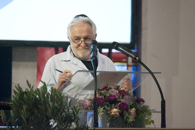 Henryk M. BRODER, Publizist und Autor, Laudator, haelt die Laudatio, Verleihung der Josef Neuberger-Medaille 2015 der juedischen Gemeinde Duesseldorf, 22.10.2015