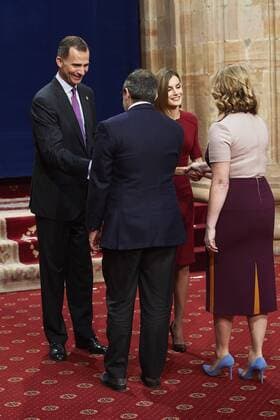 Oct. 23, 2015 - Oviedo, Principado de Asturias, Spain - King Felipe VI of Spain, Queen Letizia of Spain attended an audience with Princesa de Asturias Awards 2015 winners at the Reconquista Hotel on October 23, 2015 in Oviedo, Spain. Oviedo Spain  - ZUMAg15_