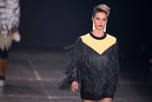 SAO PAULO, Brazil - 10 22 2015: Fashion Week WINTER 2016 - The model Fernanda Lima during Juliana Jabour designer& 39;s fashion show at Fashion Week Winter 2016 held in Sao Paulo.  AlexandrexMoreira