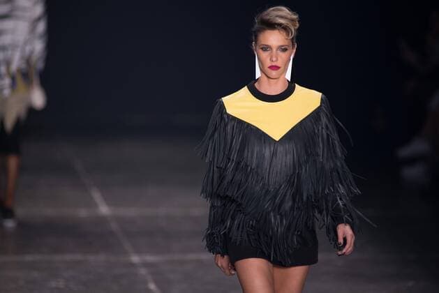 SAO PAULO, Brazil - 10 22 2015: Fashion Week WINTER 2016 - The model Fernanda Lima during Juliana Jabour designer& 39;s fashion show at Fashion Week Winter 2016 held in Sao Paulo.  AlexandrexMoreira
