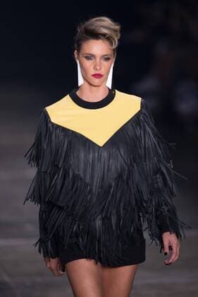 SAO PAULO, Brazil - 10 22 2015: Fashion Week WINTER 2016 - The model Fernanda Lima during Juliana Jabour designer& 39;s fashion show at Fashion Week Winter 2016 held in Sao Paulo.  AlexandrexMoreira