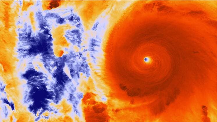 This NOAA satellite image taken on October 23, 2015 shows the eye of Hurricane Patricia on October 23, 2015. Patricia has became the most powerful hurricane ever measured in the Western Hemisphere on Friday with maximum sustained winds reached an 200 mph. Patricia is expected to make landfall in Mexico later this evening.  WAX20151023301 NOAA