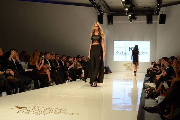 Oct. 23, 2015 - Athens, Greece - A model wears creation of Kathy Heyndels. Fashion designers present their creations during the 18th Athens Xclusive Designers Week Fashion event in Athens. Athens Greece - ZUMAp133