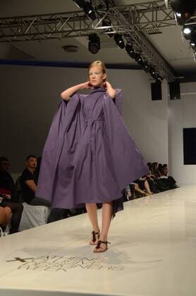 Oct. 23, 2015 - Athens, Greece - A model wears a creation of Eleni Kyriakou. Fashion designers present their creations as part of the 18th Athens Xclusive Designers Week fashion event in Athens. Athens Greece - ZUMAp133