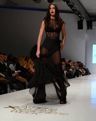 Oct. 23, 2015 - Athens, Greece - A model wears creation of Kathy Heyndels. Fashion designers present their creations during the 18th Athens Xclusive Designers Week Fashion event in Athens. Athens Greece - ZUMAp133
