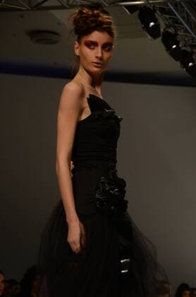 Oct. 23, 2015 - Athens, Greece - A model wears creation of fashion designer Vasilicev Kovacev. Fashion designers present their creations as part of the 18th Athens Xclusive Designers Week fashion event in Athens. Athens Greece - ZUMAp133
