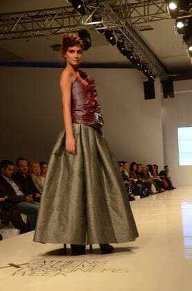 Oct. 23, 2015 - Athens, Greece - A model wears creation of fashion designer Vasilicev Kovacev. Fashion designers present their creations as part of the 18th Athens Xclusive Designers Week fashion event in Athens. Athens Greece - ZUMAp133