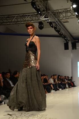 Oct. 23, 2015 - Athens, Greece - A model wears creation of fashion designer Vasilicev Kovacev. Fashion designers present their creations as part of the 18th Athens Xclusive Designers Week fashion event in Athens. Athens Greece - ZUMAp133
