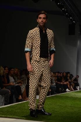 Oct. 23, 2015 - Athens, Greece - A model wears creation of fashion designer Leon. Fashion designers present their creations as part of the 18th Athens Xclusive Designers Week fashion event in Athens. Athens Greece - ZUMAp133