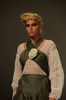 Oct. 23, 2015 - Athens, Greece - A model wears creation of fashion designer Vasilicev Kovacev. Fashion designers present their creations as part of the 18th Athens Xclusive Designers Week fashion event in Athens. Athens Greece - ZUMAp133