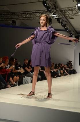 Oct. 23, 2015 - Athens, Greece - A model wears a creation of Eleni Kyriakou. Fashion designers present their creations as part of the 18th Athens Xclusive Designers Week fashion event in Athens. Athens Greece - ZUMAp133