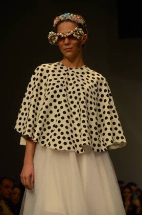 Oct. 23, 2015 - Athens, Greece - A model wears creation of fashion designer Leon. Fashion designers present their creations as part of the 18th Athens Xclusive Designers Week fashion event in Athens. Athens Greece - ZUMAp133